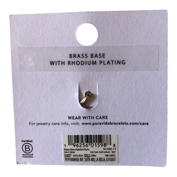 Pure Vida NWT Harper Paperclip Silver Charm Bracelet & Charms, “S”, Peace Sign - Picture 6 of 8